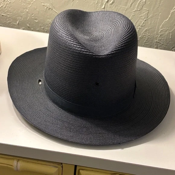 The lawman cowboy fedora hat navy blue 7 5/8 genuine Milan
